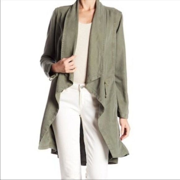 Max Jeans Olive Drape Front Jacket with Wrap Tie, Size XS - Picture 1 of 12
